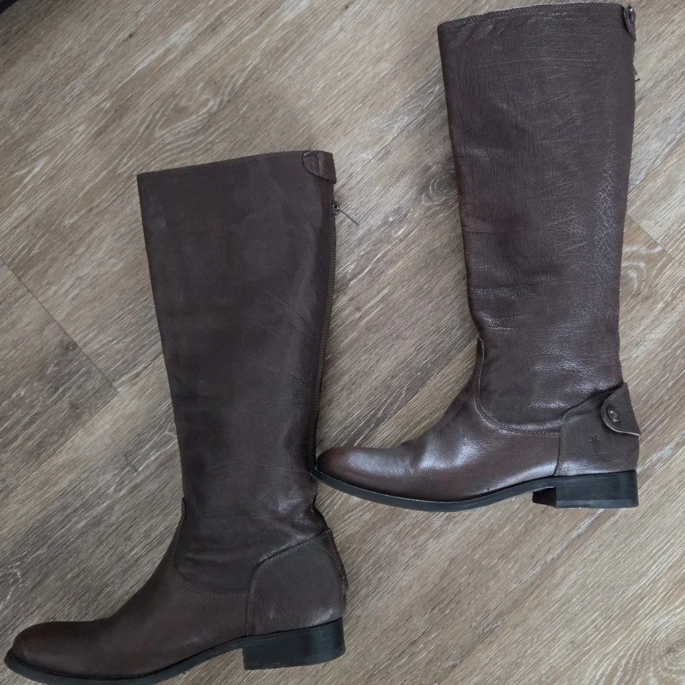 Frye Melissa Brown Leather Knee High Rear Zip Riding Boots 76430 Women’s SZ 7B m